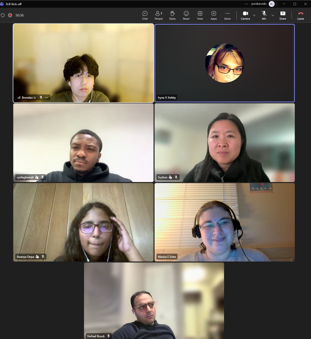 Zoom research meeting with Dr. Marisa E. Exter's group at Purdue