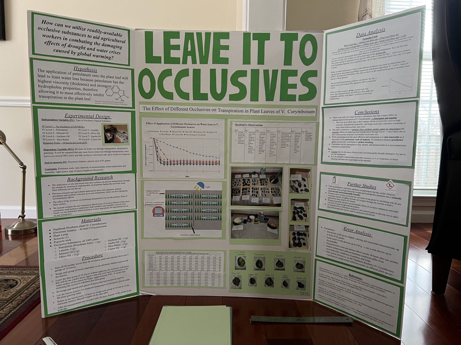 The occlusive transpiration research display board