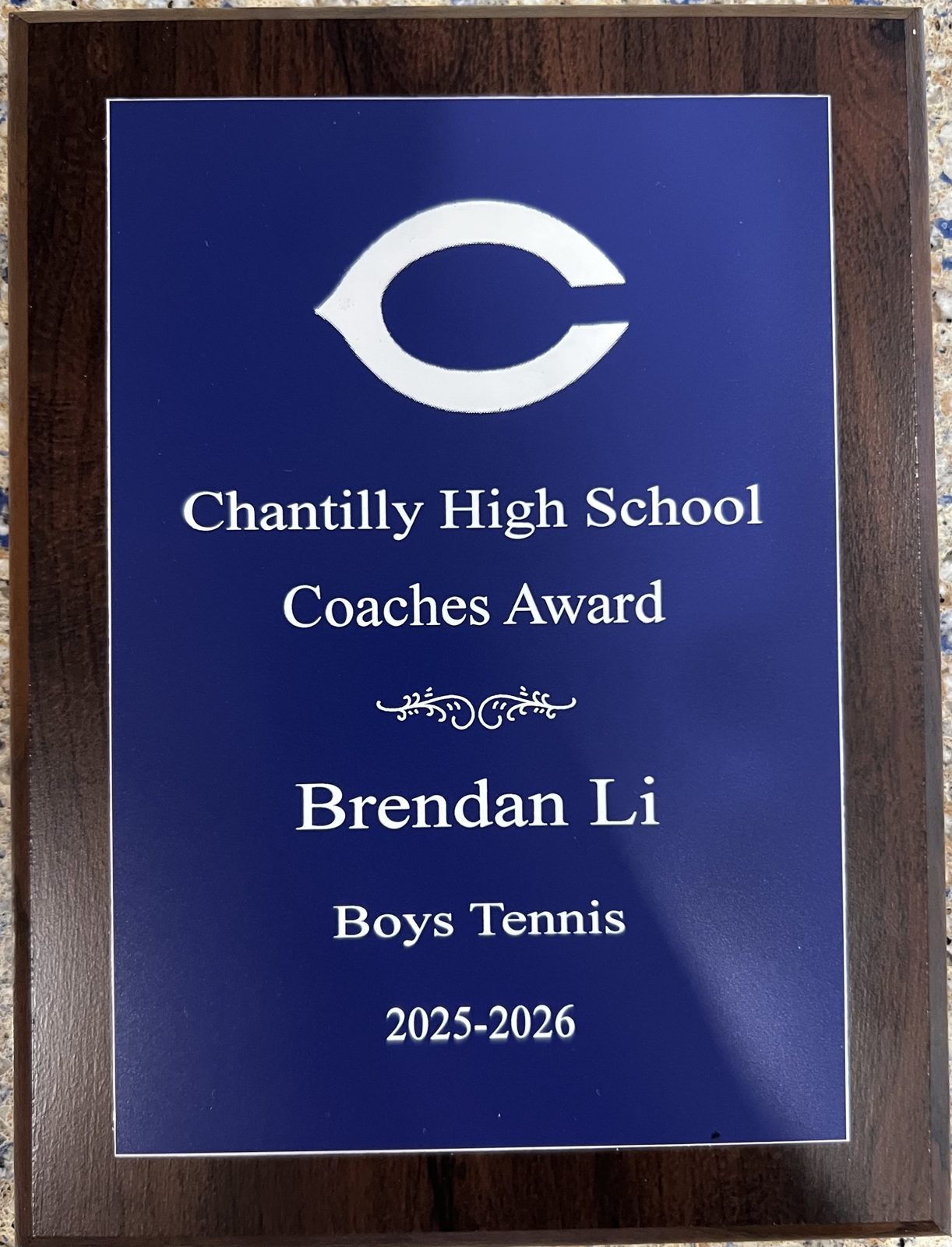 Team award plaque